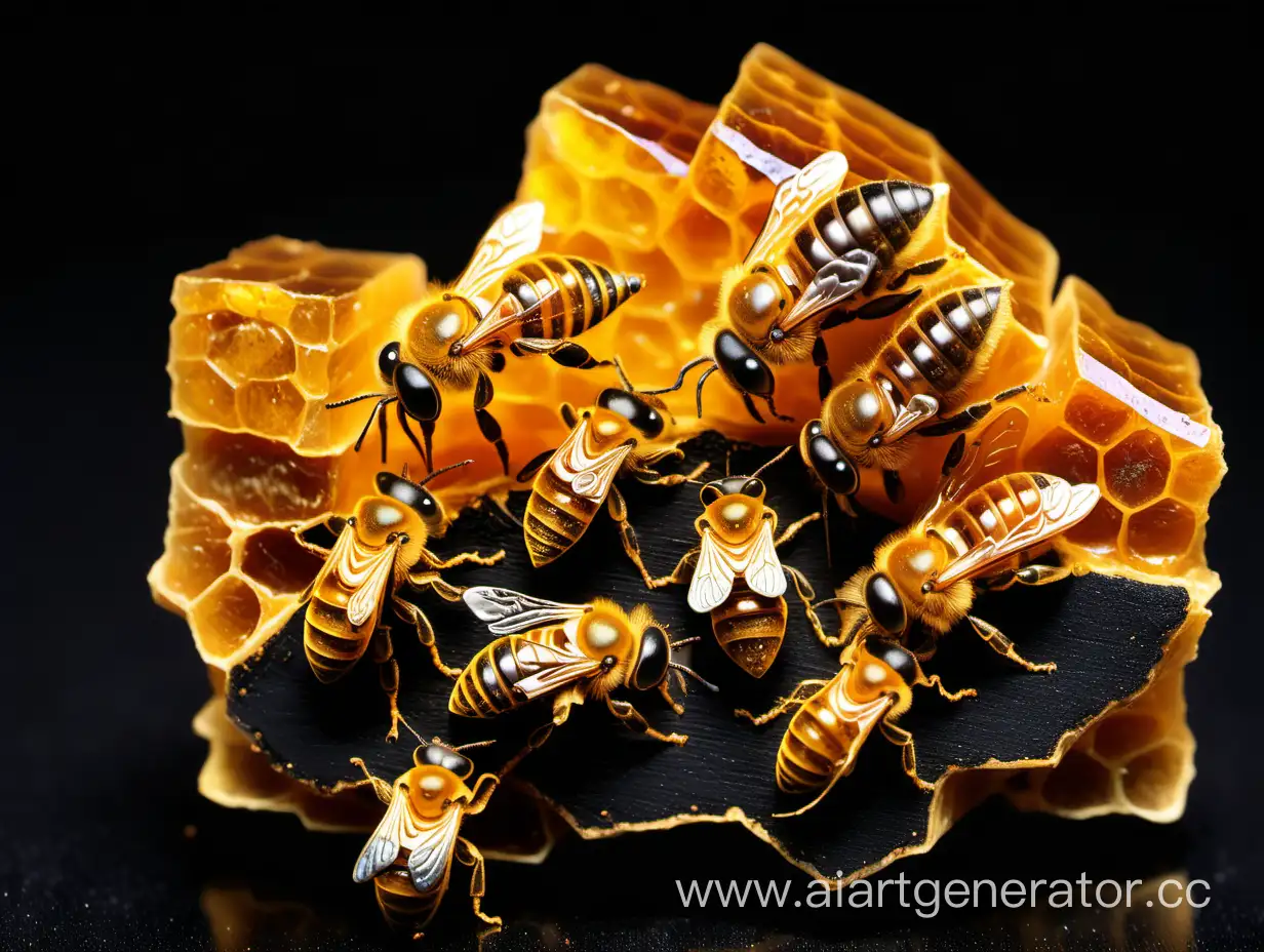 Golden-Propolis-with-Metallic-Shine-on-Black-Background