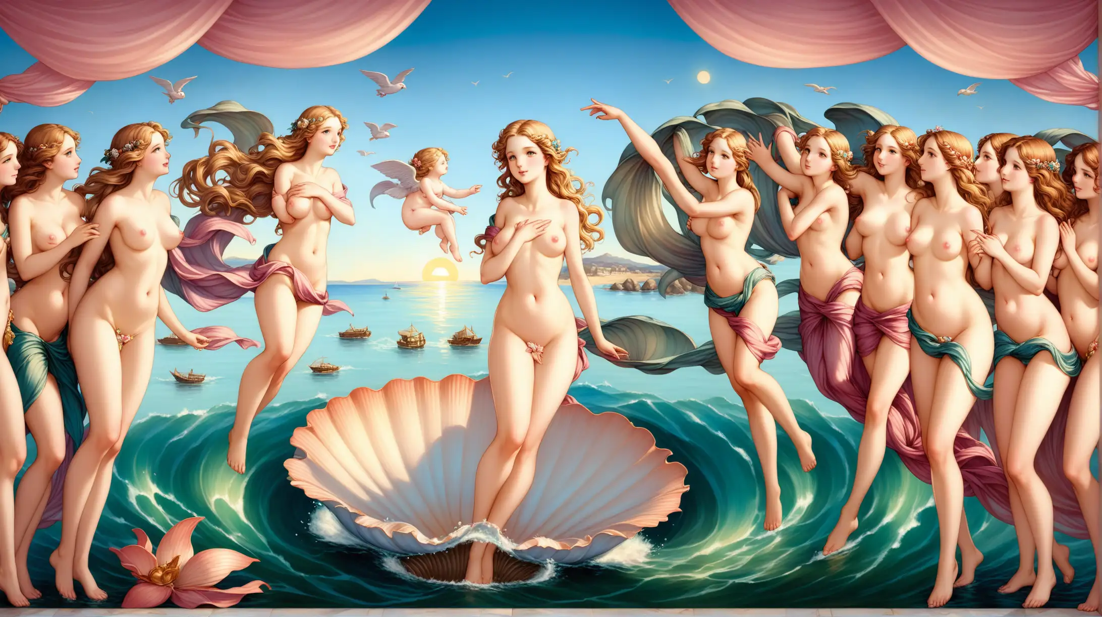 Classic Renaissance Artwork The Birth of Venus Depicted in Full