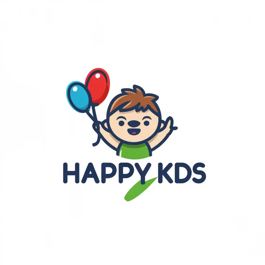 a logo design,with the text "Happy Kids", main symbol:Kida,Minimalistic,clear background