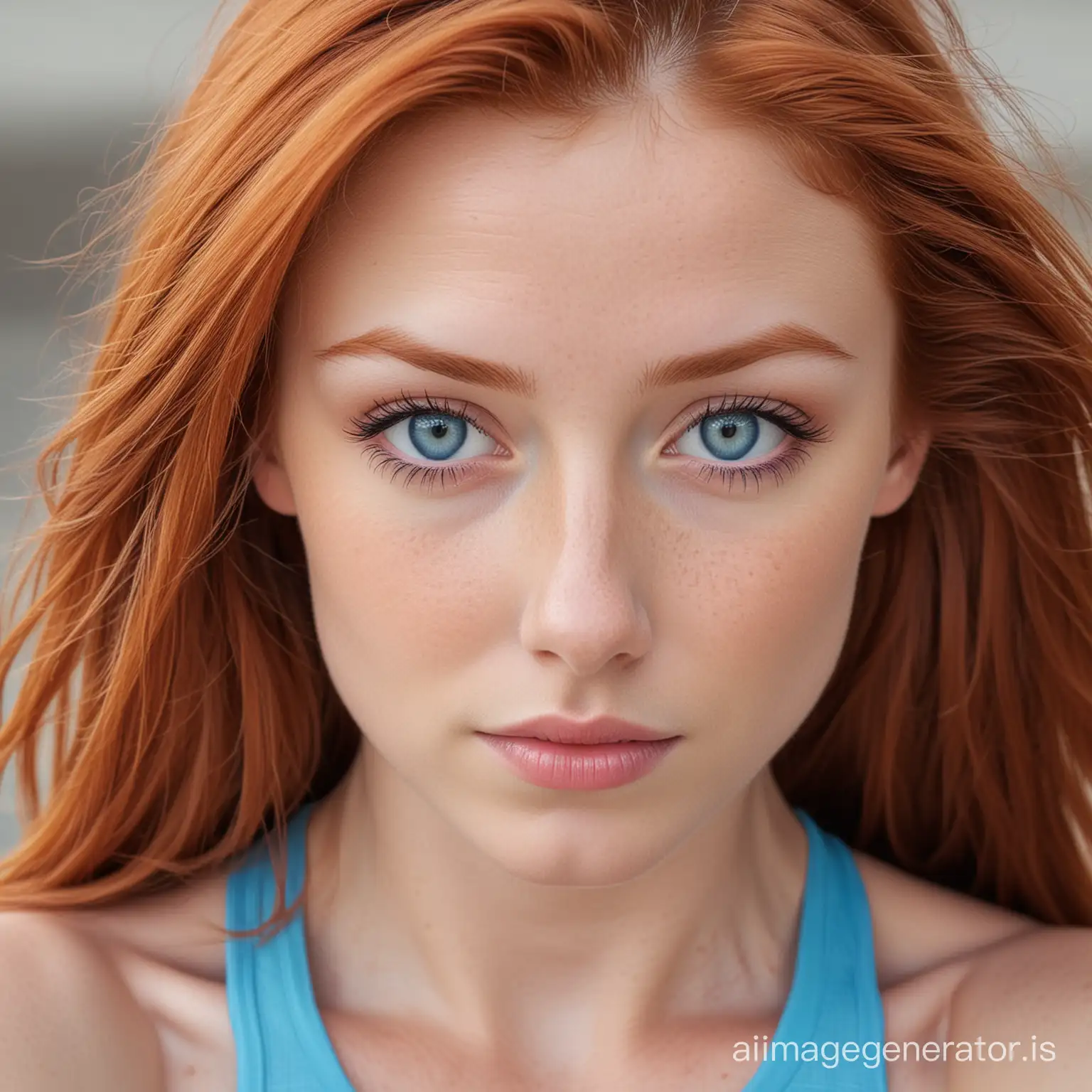 athletic petite redhead blue eyes
