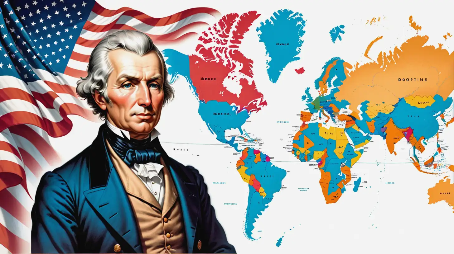 Illustration of Monroe Doctrine Historical Policy Statement by United States