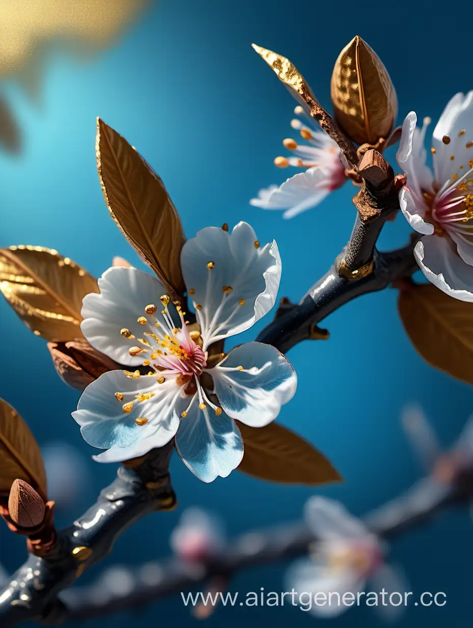 Vibrant-Almond-Blossom-8k-Painting-with-Blue-and-Gold-Accented-Background