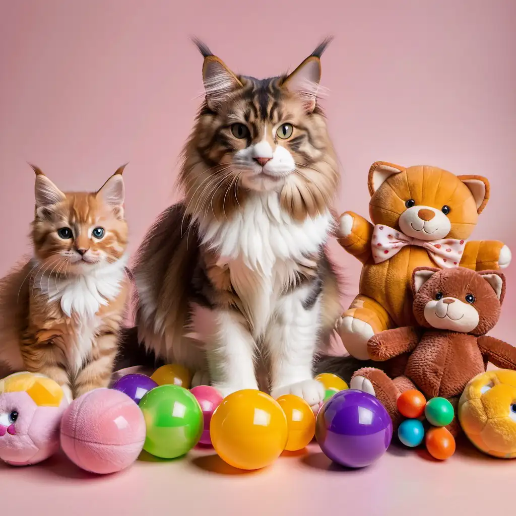 Maine Coon Cat Playing with Toys Capturing the Joy of a Playful Feline Companion