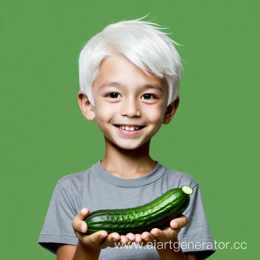 Boy-Holding-Cucumber-Fresh-and-Playful-Portrait-of-a-WhiteHaired-Child