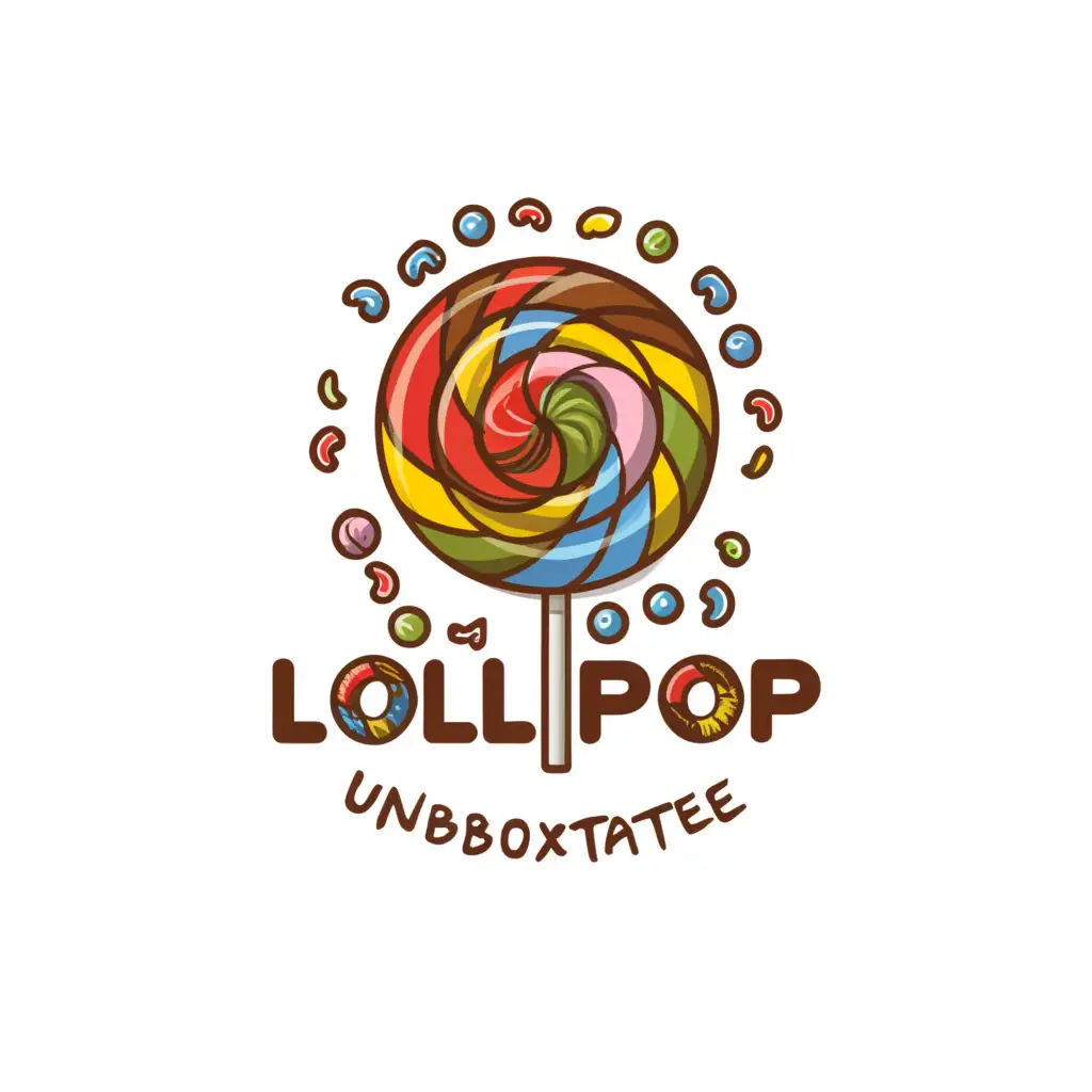 a logo design,with the text " lollipop
", main symbol: lollipop
Chocolate
candy
 Unboxing
,Moderate,clear background