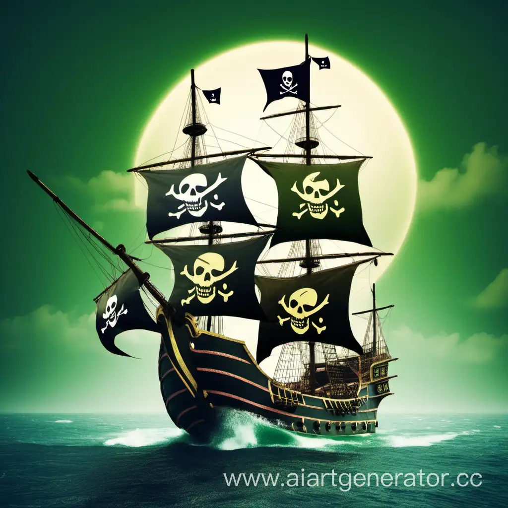 Пиратский корабль с значком utorrent на парусах