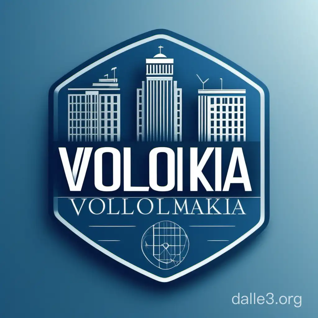 Создай логотип для компании занимающейся продажей и сдачей в аренду офисных помещений с названием "volokolamka114". Все должно быть в упрощенной стилистике, без сильных деталей. В синей монохромной гамме 