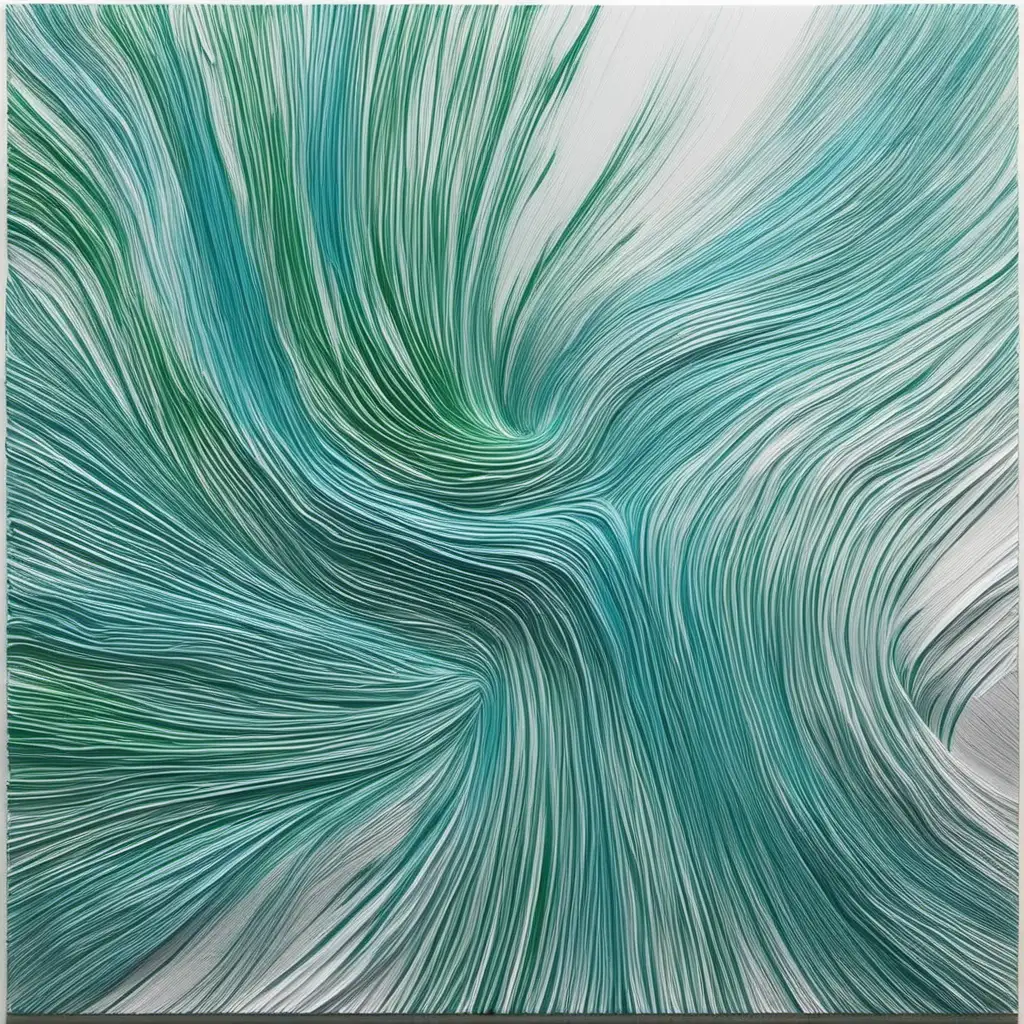 Abstract HandSketched Art with Light Blue and Green Colors and Bold Style Featuring a White Border