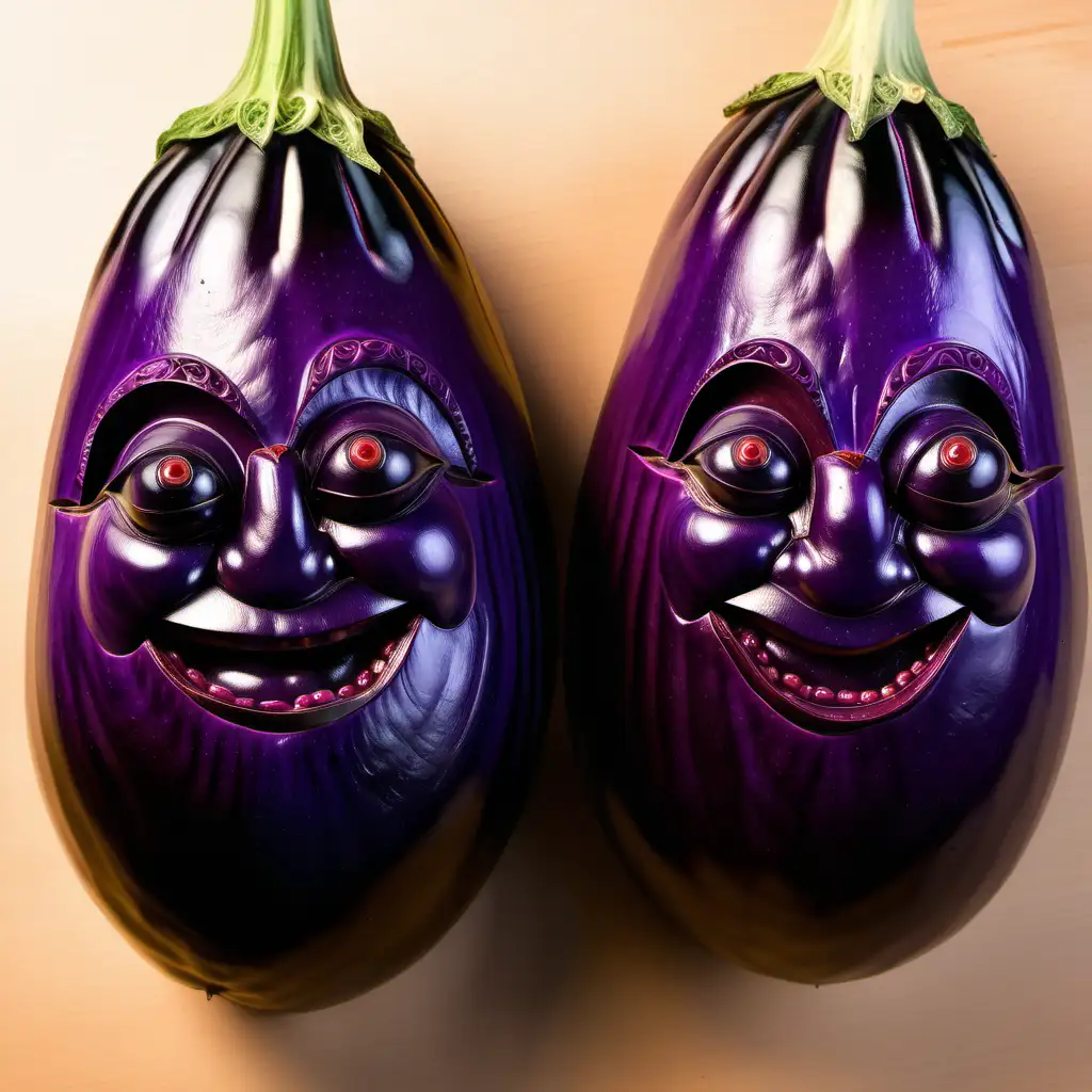 Exquisite Eggplant Art Carvings Showcase Culinary Creativity