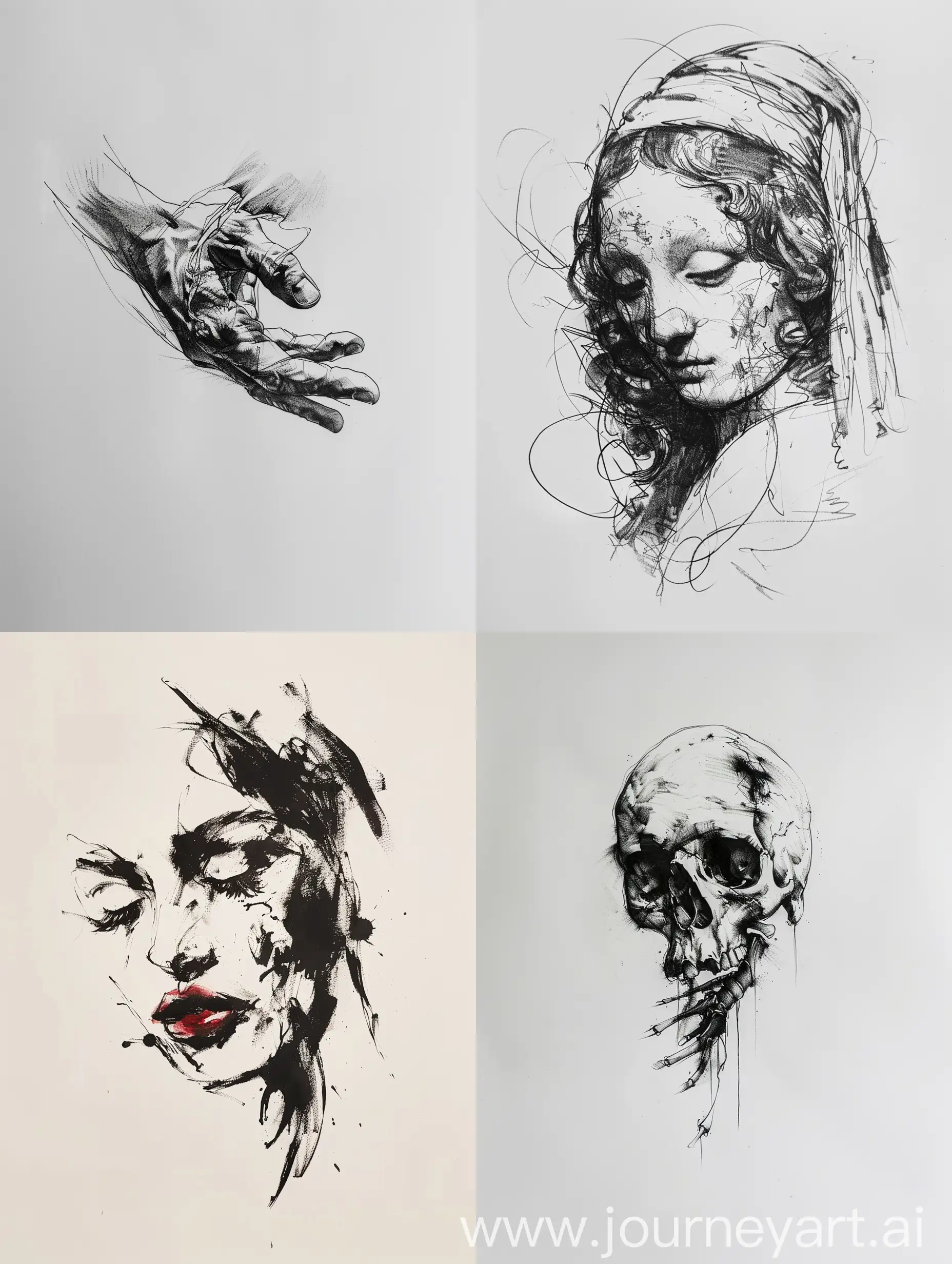 Minimalist-Sketch-of-Famous-Painting-for-Tattoo-Design