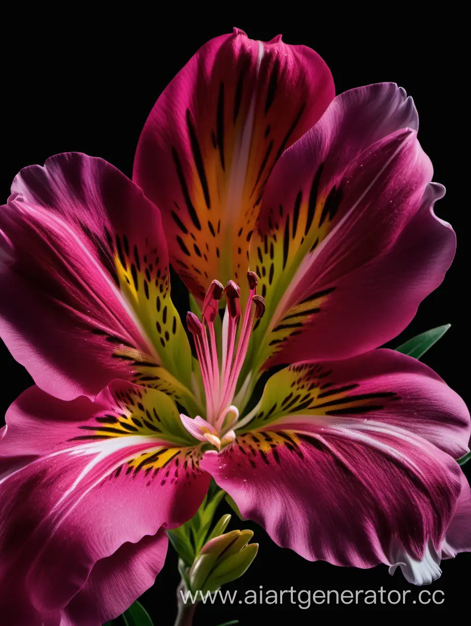 Vibrant-Alstroemeria-Flower-CloseUp-on-Dark-Pink-Background