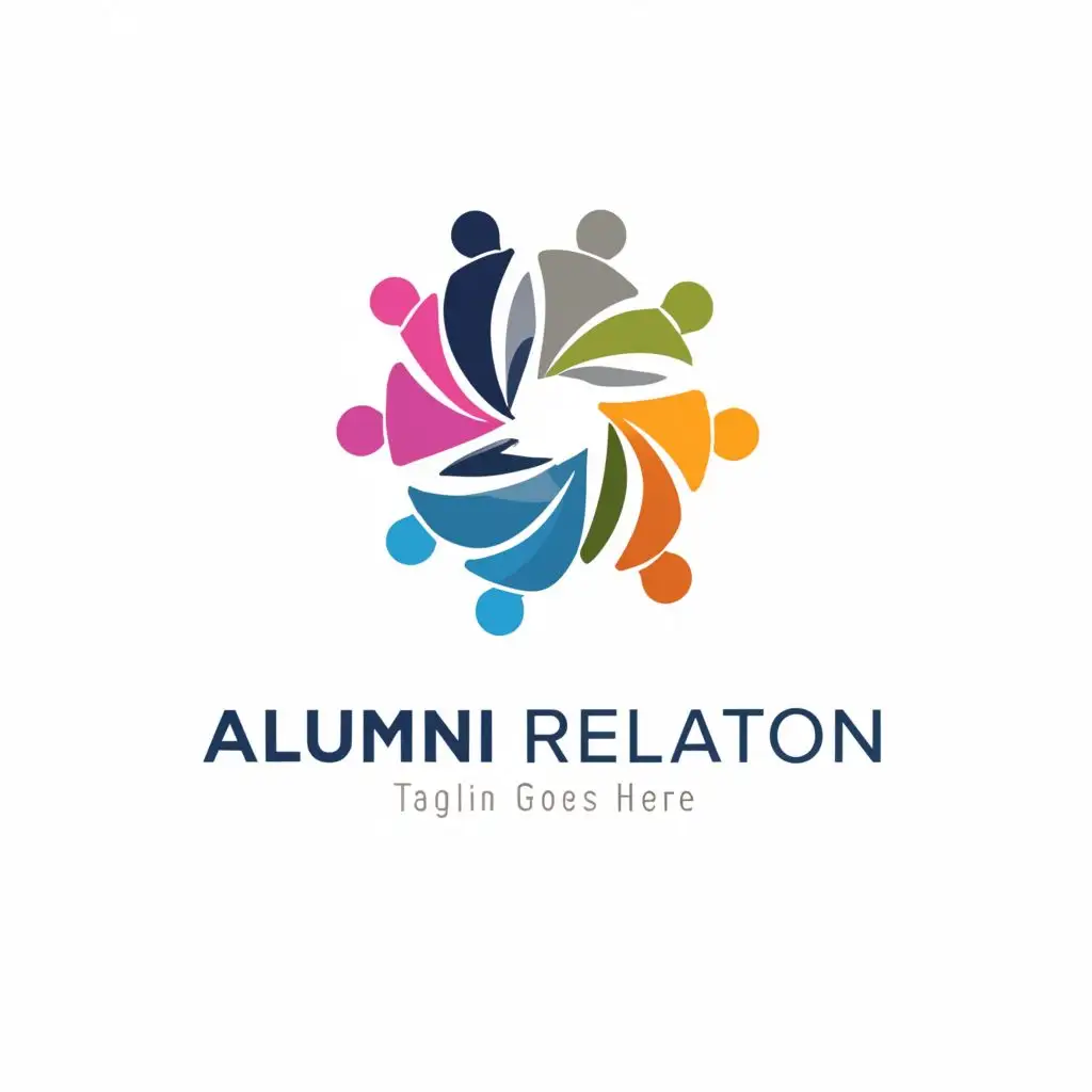 a logo design,with the text "Alumni Relation", main symbol:group of picture where everone hold eaach other hand,Moderate,be used in Events industry,clear background