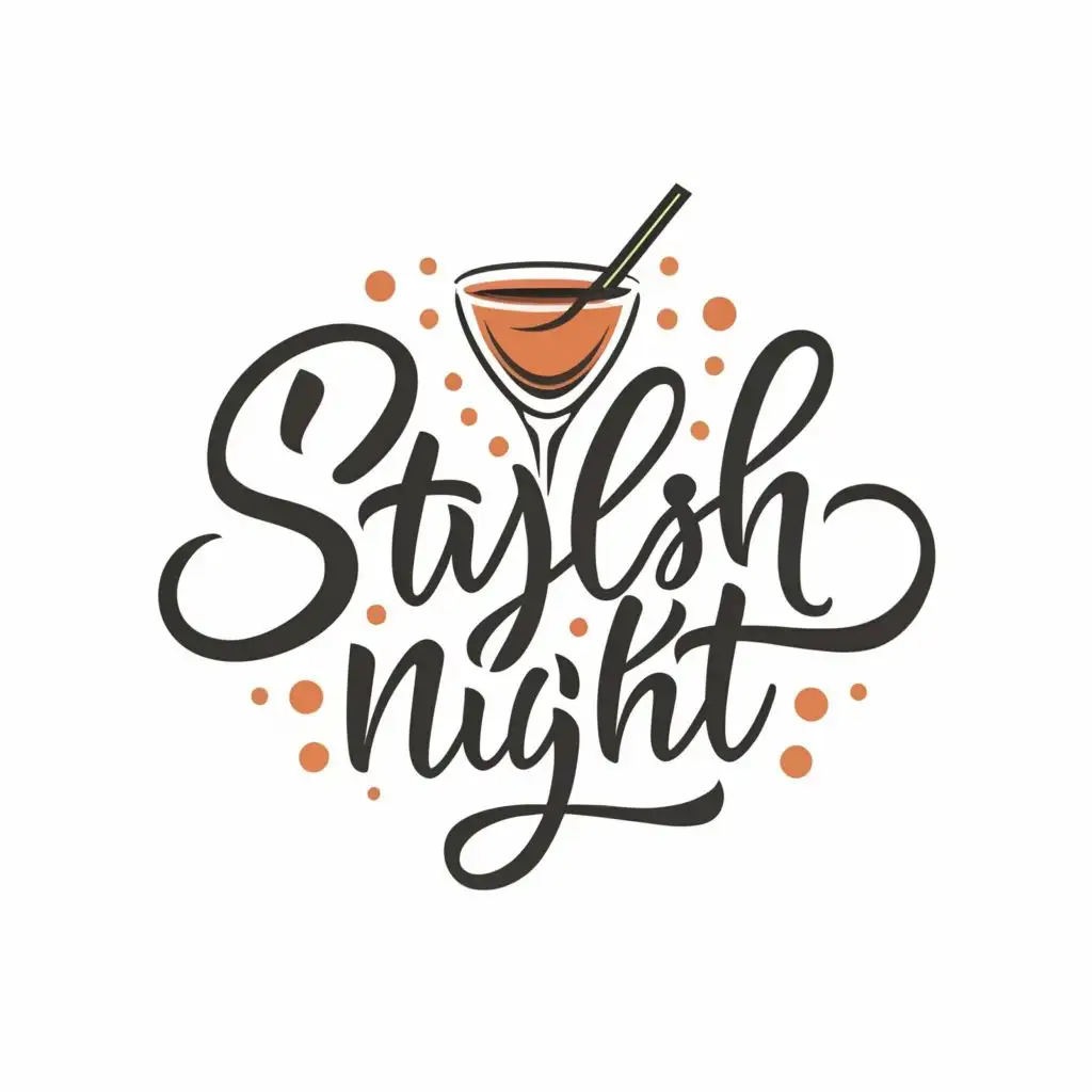 logo, cocktail, white background, with the text "Stylish Night", typography, be used in Restaurant industry