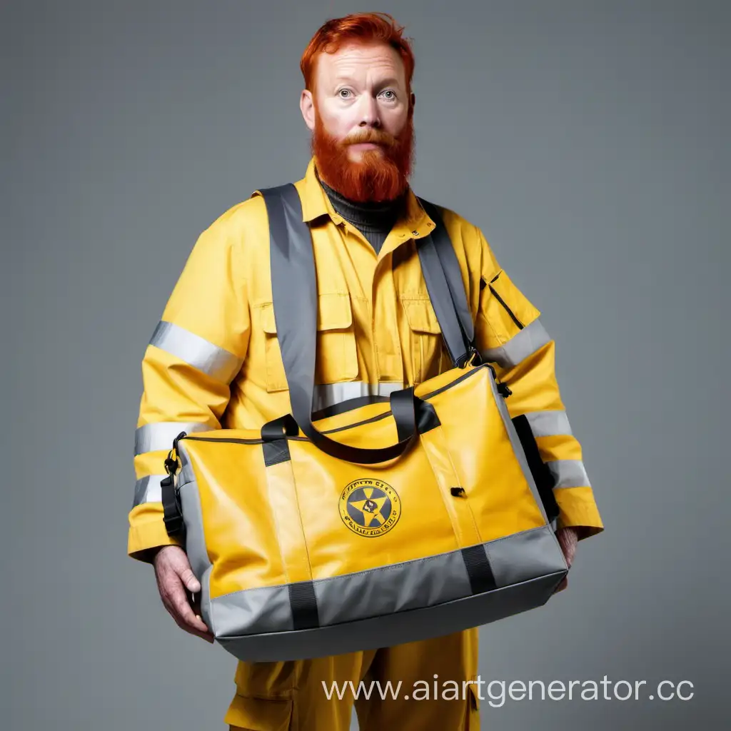 RedHaired-MiddleAged-Man-in-Stylish-YellowandWhite-Cargo-Outfit-with-Gray-Bag