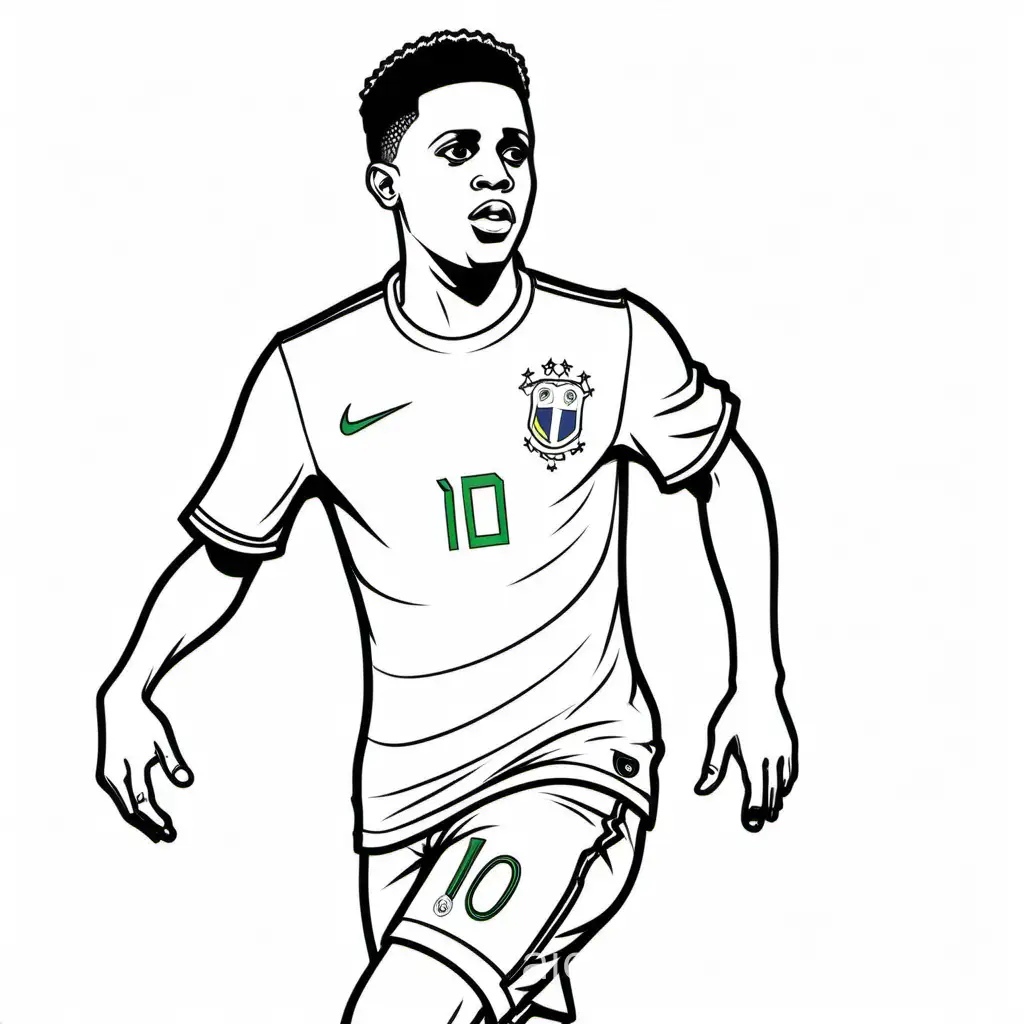 Rodrygo, football. Brazil CBF.
Coloring Page, black and white, line art, white background, Simplicity, Ample White Space. The background of the coloring page is plain white to make it easy for young children to color within the lines., Coloring Page, black and white, line art, white background, Simplicity, Ample White Space. The background of the coloring page is plain white to make it easy for young children to color within the lines. The outlines of all the subjects are easy to distinguish, making it simple for kids to color without too much difficulty