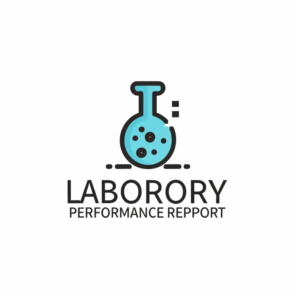 a logo design,with the text "laboratory performance report", main symbol:time, laboratory,Minimalistic,clear background