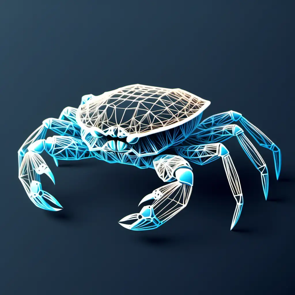 Dynamic 3D Vector Wireframe Crab Sculpture
