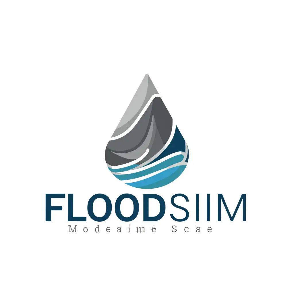 a logo design,with the text "FloodSim", main symbol:Water, mountain,Moderate,be used in Education industry,clear background