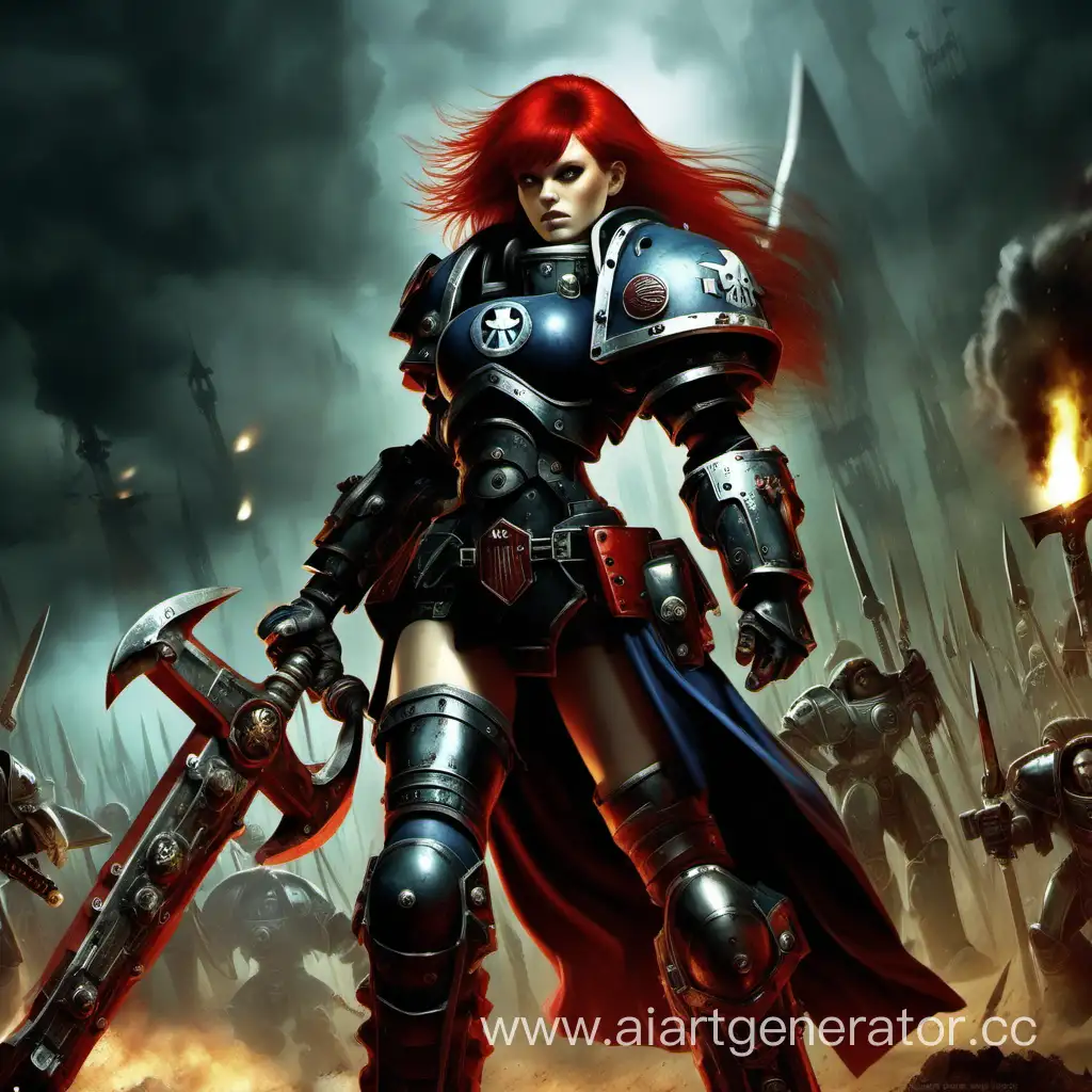 RedHaired-Warrior-with-Warhammer-40000