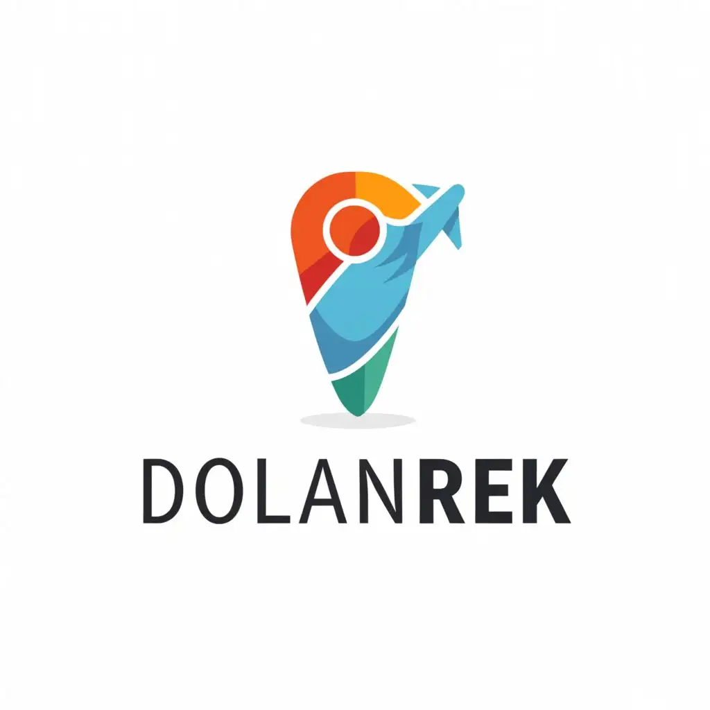 a logo design,with the text "DOLANREK", main symbol:Location and Plane, be used in Travel industry