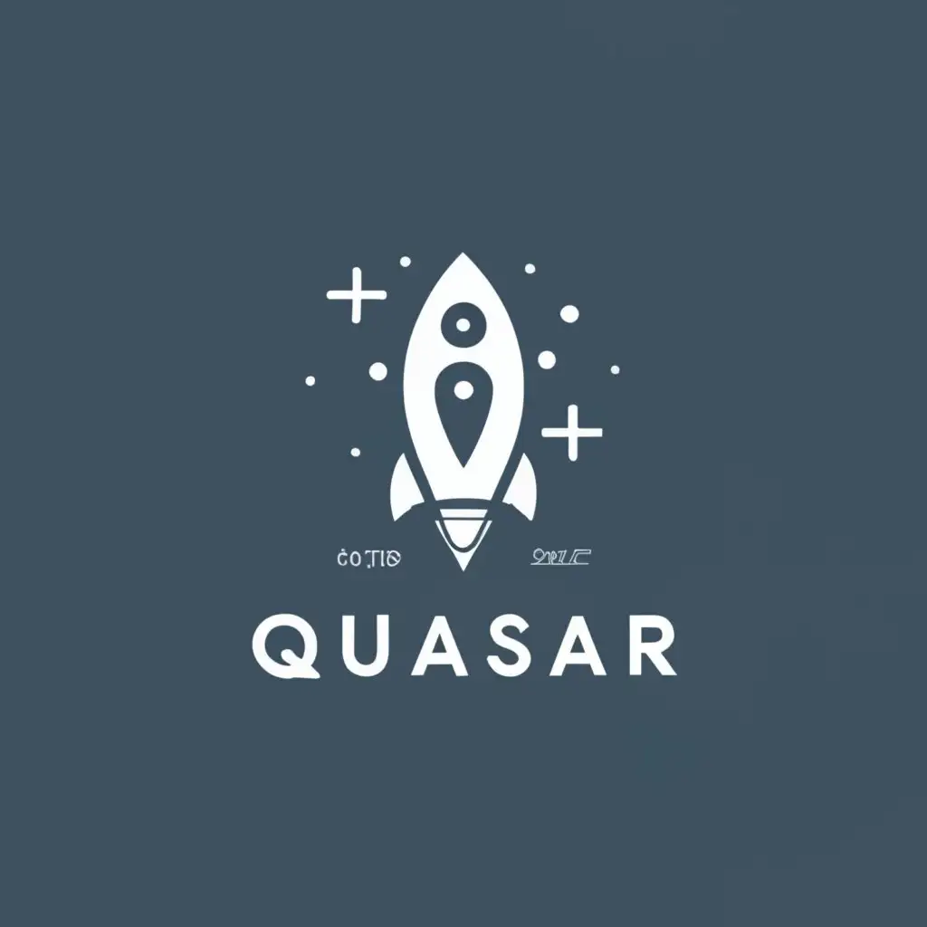 logo, Rocketship Logo, minimalist, space, with the text "Quasar", typography