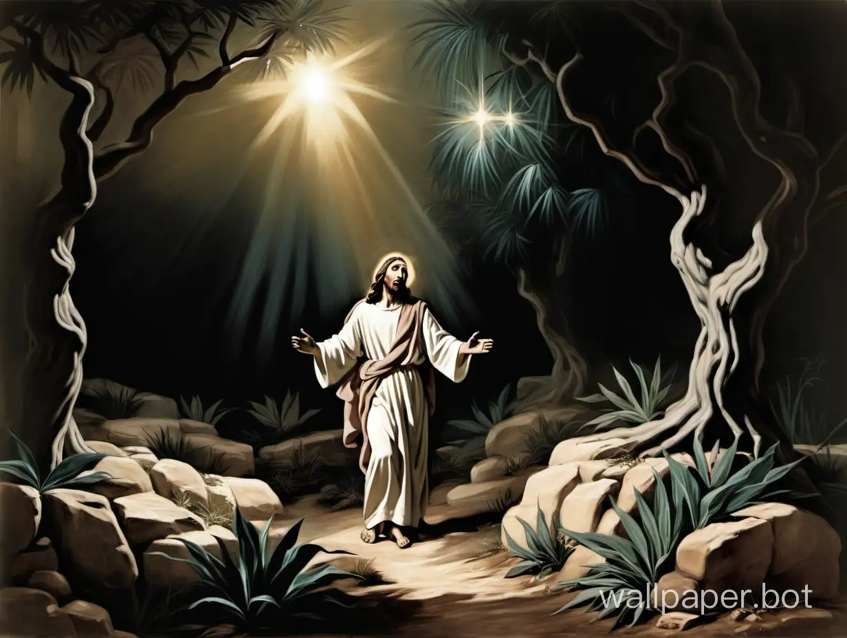 Jesus-Praying-in-the-Garden-of-Gethsemane-at-Night