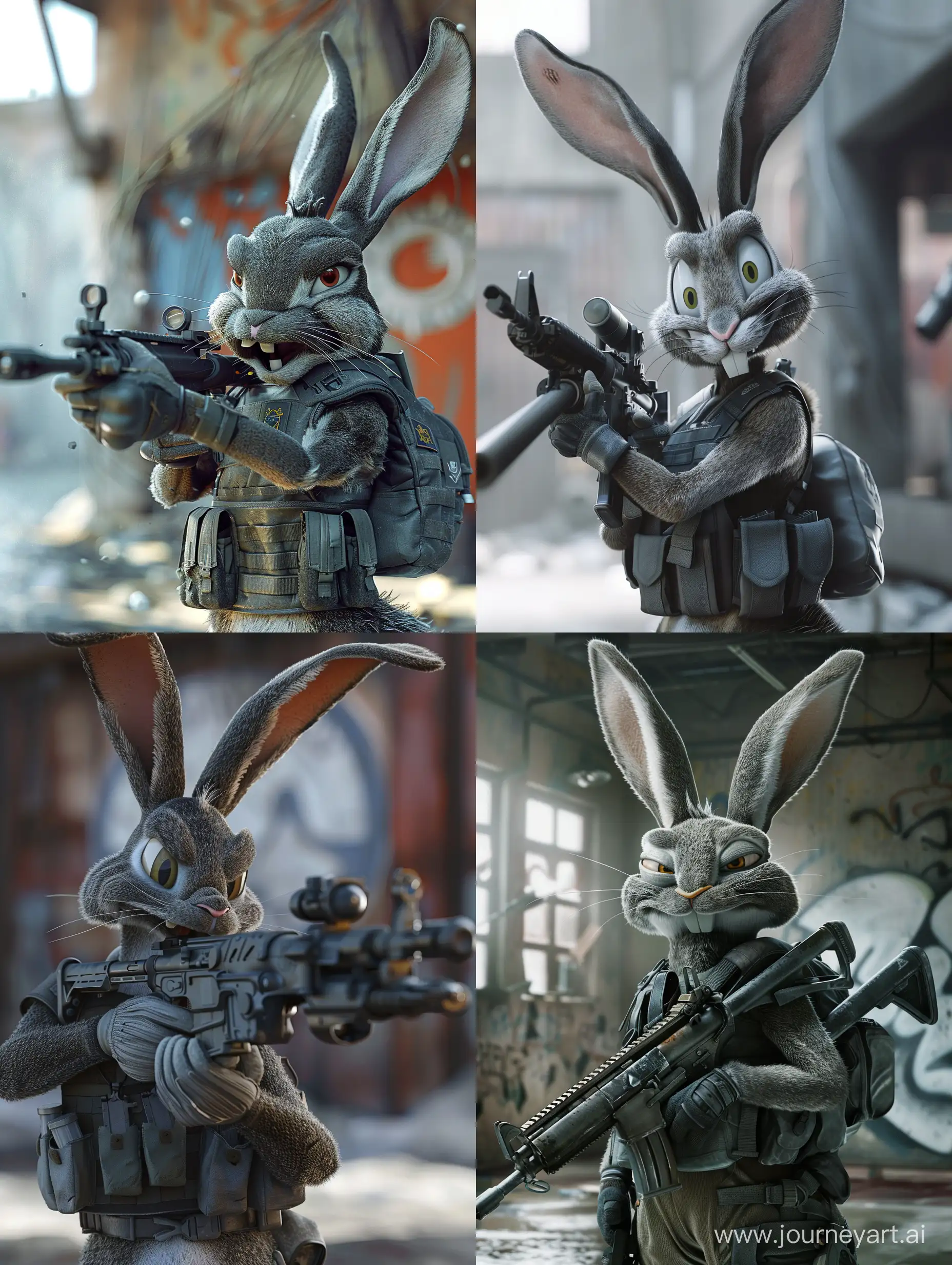Bugs Bunny As Special Ops hyperrealistic ultra-realistic 4K 8K 