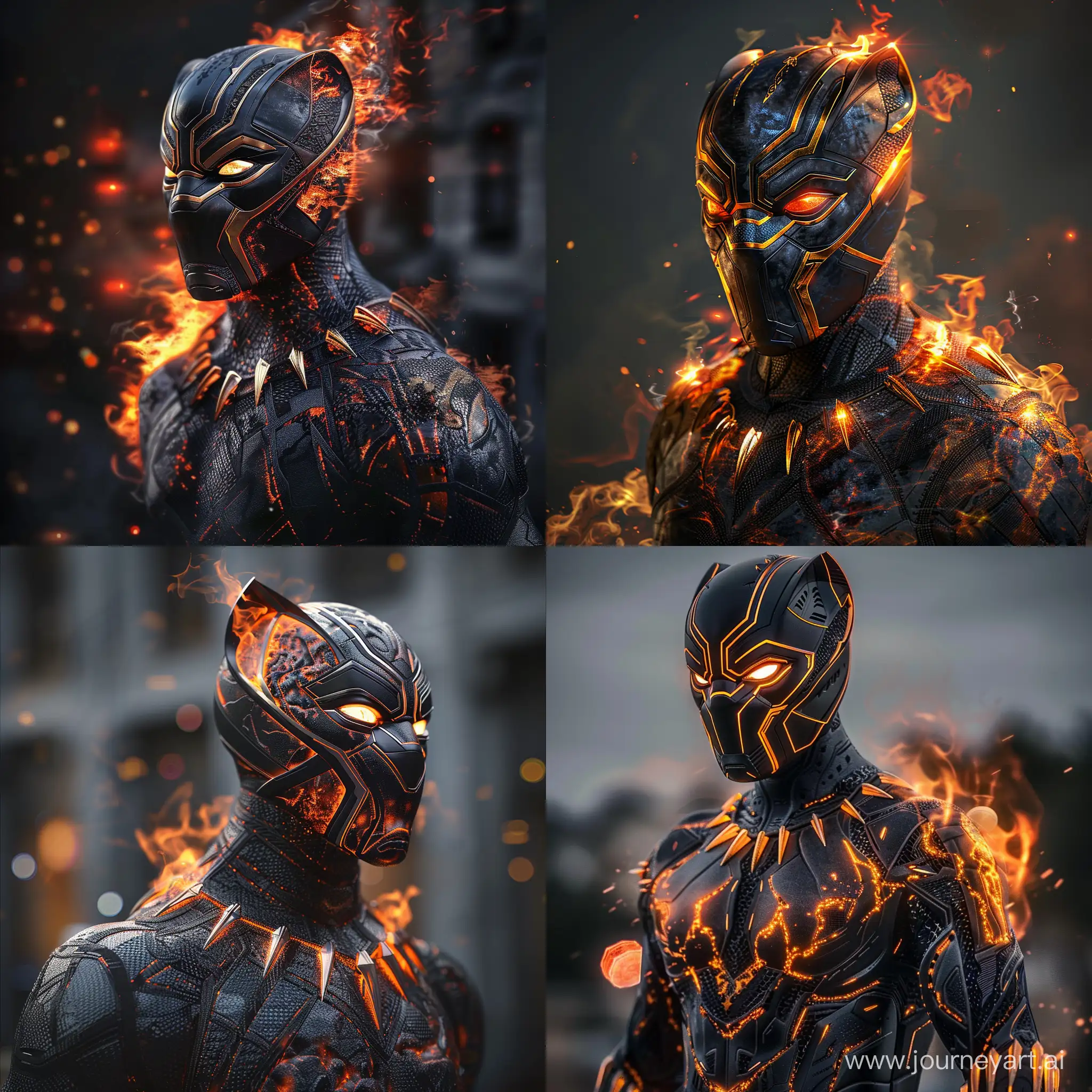 Black Panther Ghost Rider Mix Hyperrealistic 