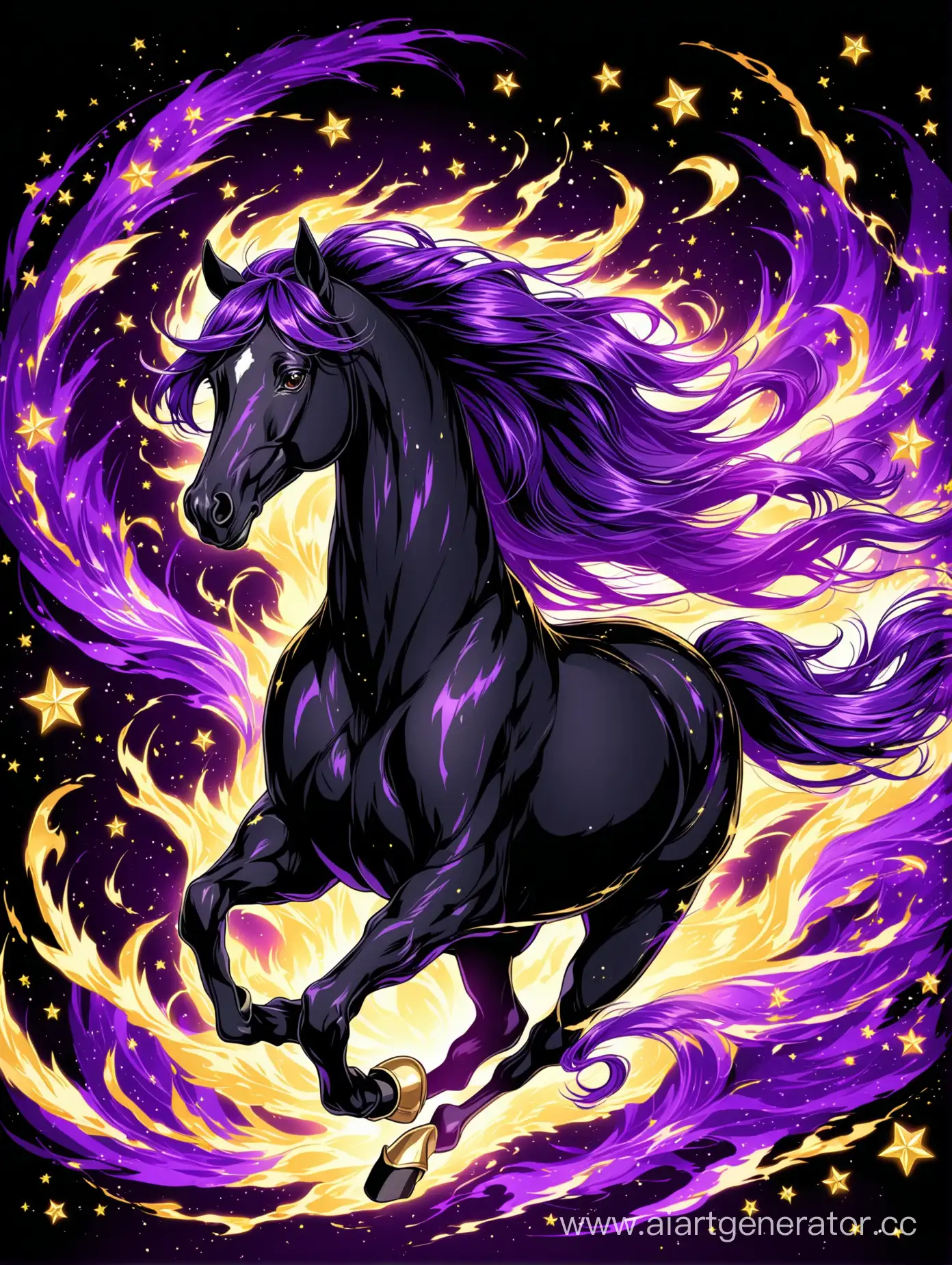 Majestic-Black-Horse-with-Shining-Violet-Mane-Galloping-Through-PurpleWhite-Flames