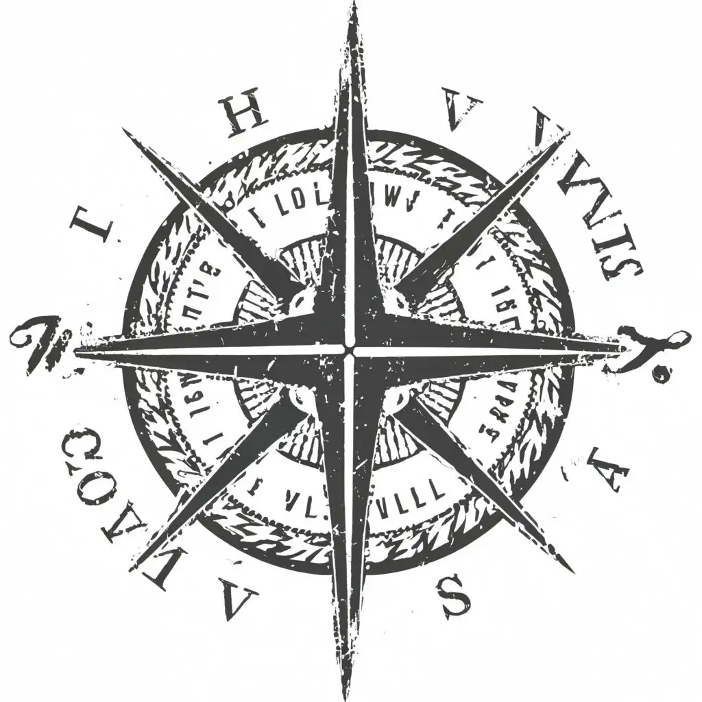 logo, Compass Rose, with the text "Hollow Ville", typography