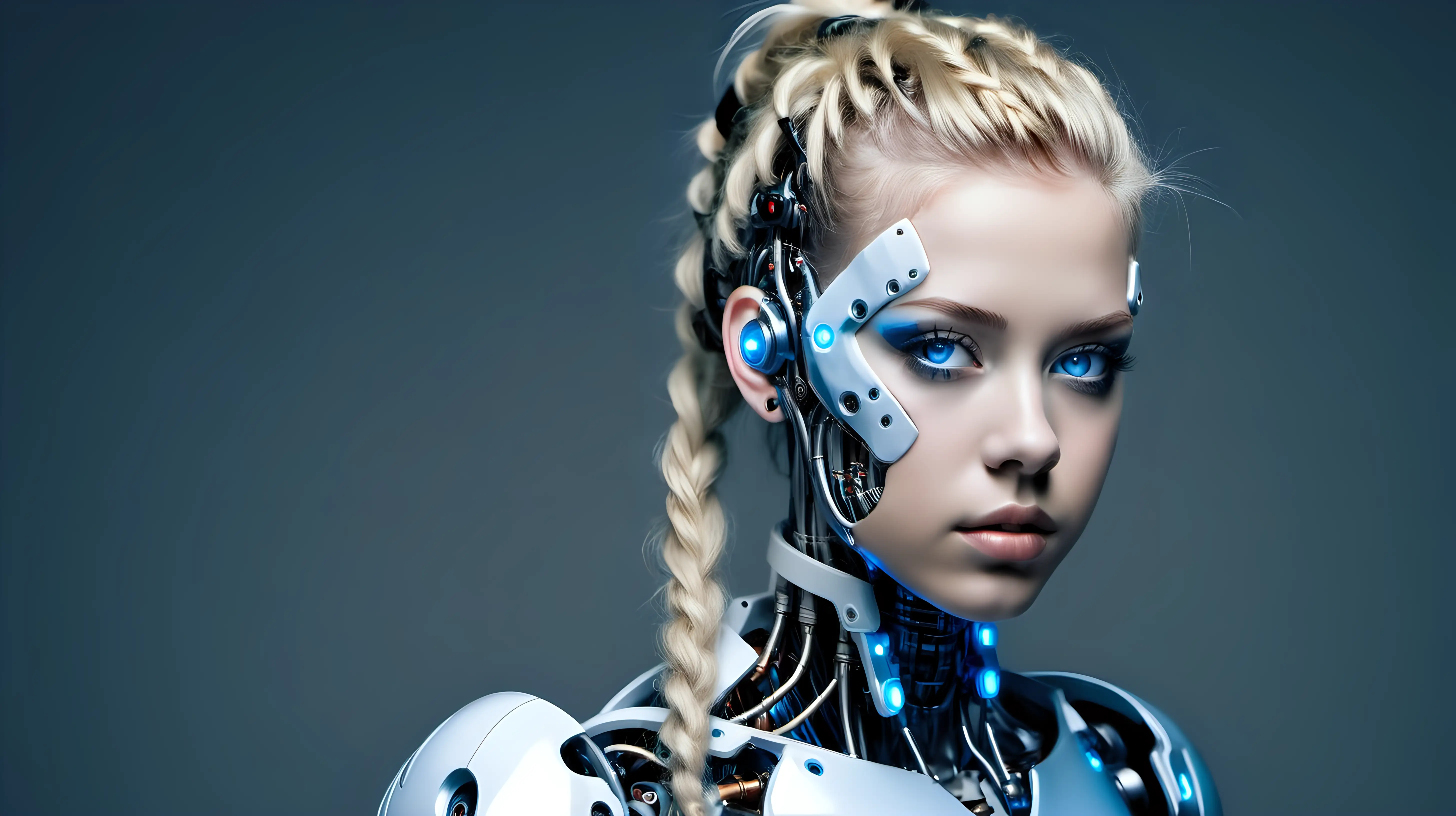 Beautiful Cyborg Woman with Blonde Hair and Blue Eyes | MUSE AI