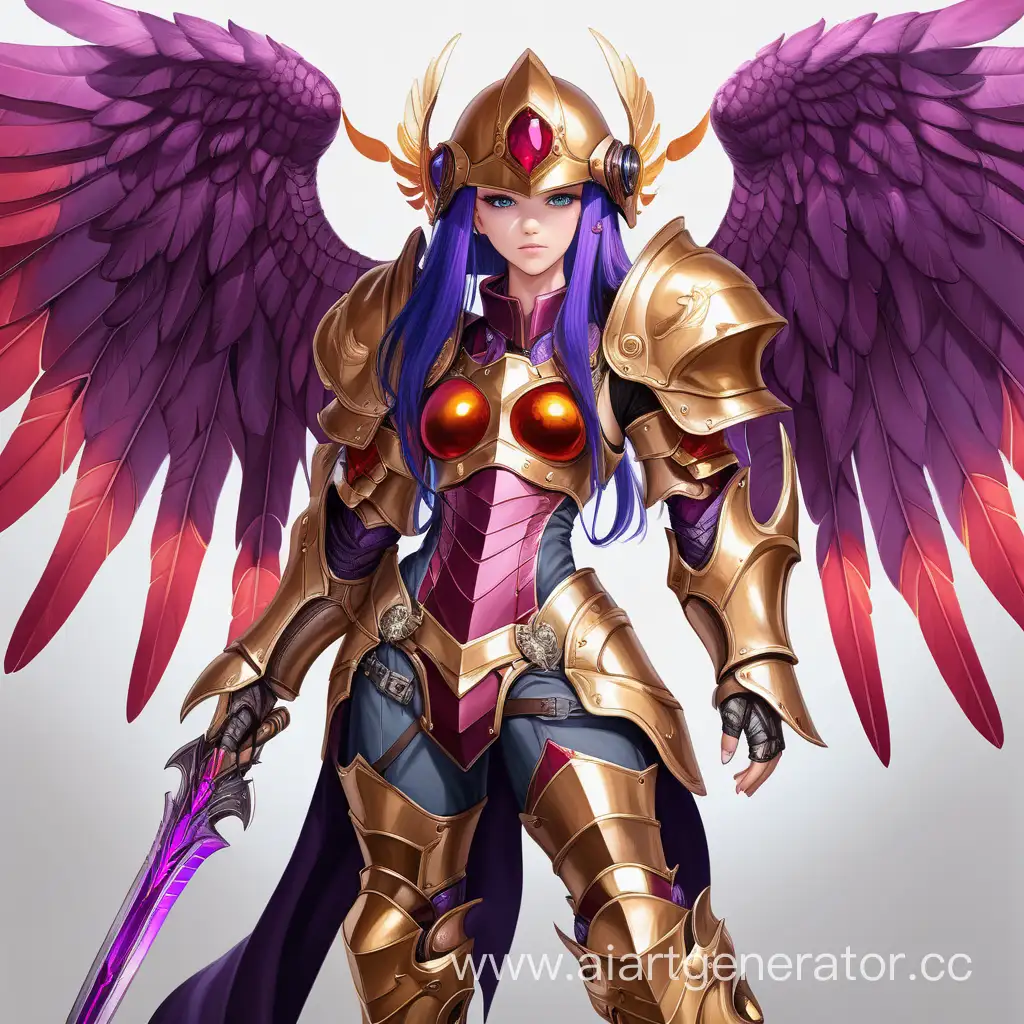 Enchanting-Warrior-with-Purple-Hair-and-Fiery-Wings-in-Golden-Armor