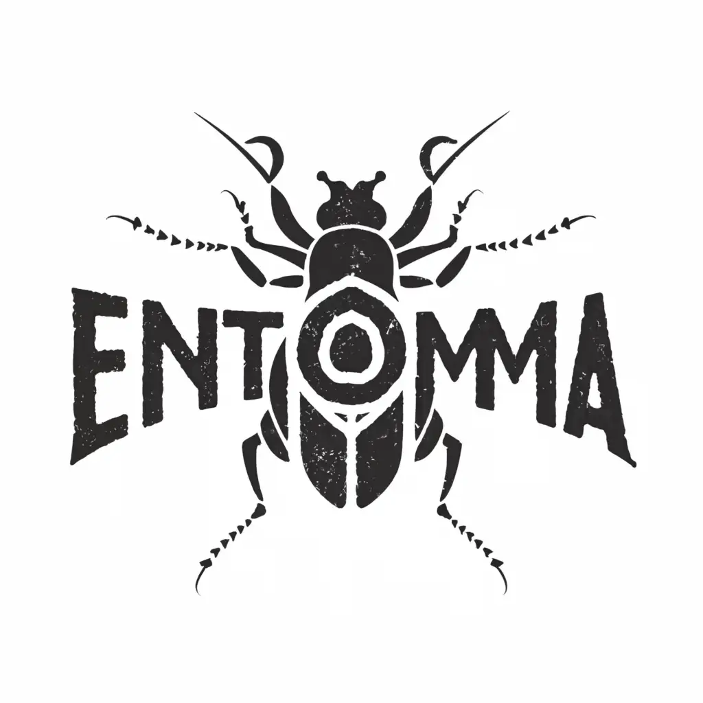 a logo design,with the text "Entoma", main symbol:white background, beetle silhouette,Moderate,be used in Religious industry,clear background