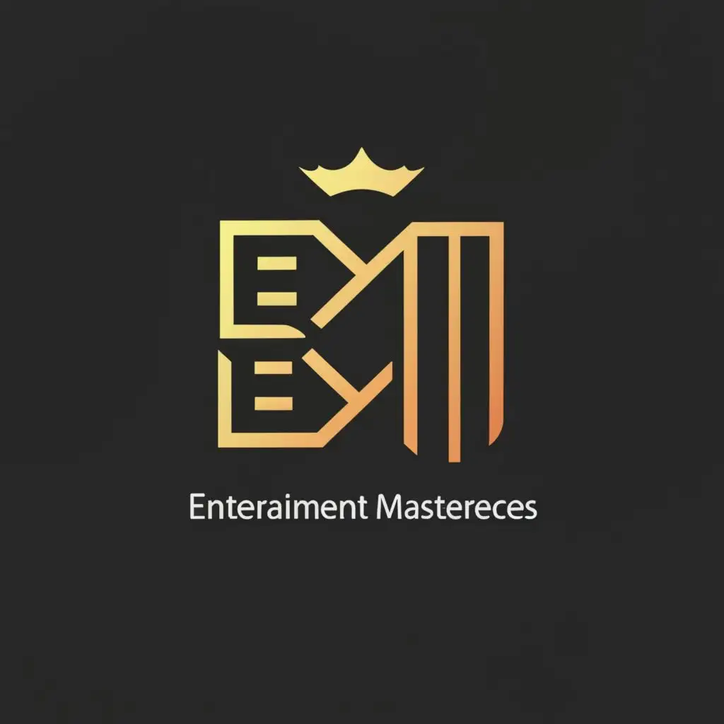 logo, E M, with the text "Entertainment Masterpieces", typography, be used in Entertainment industry