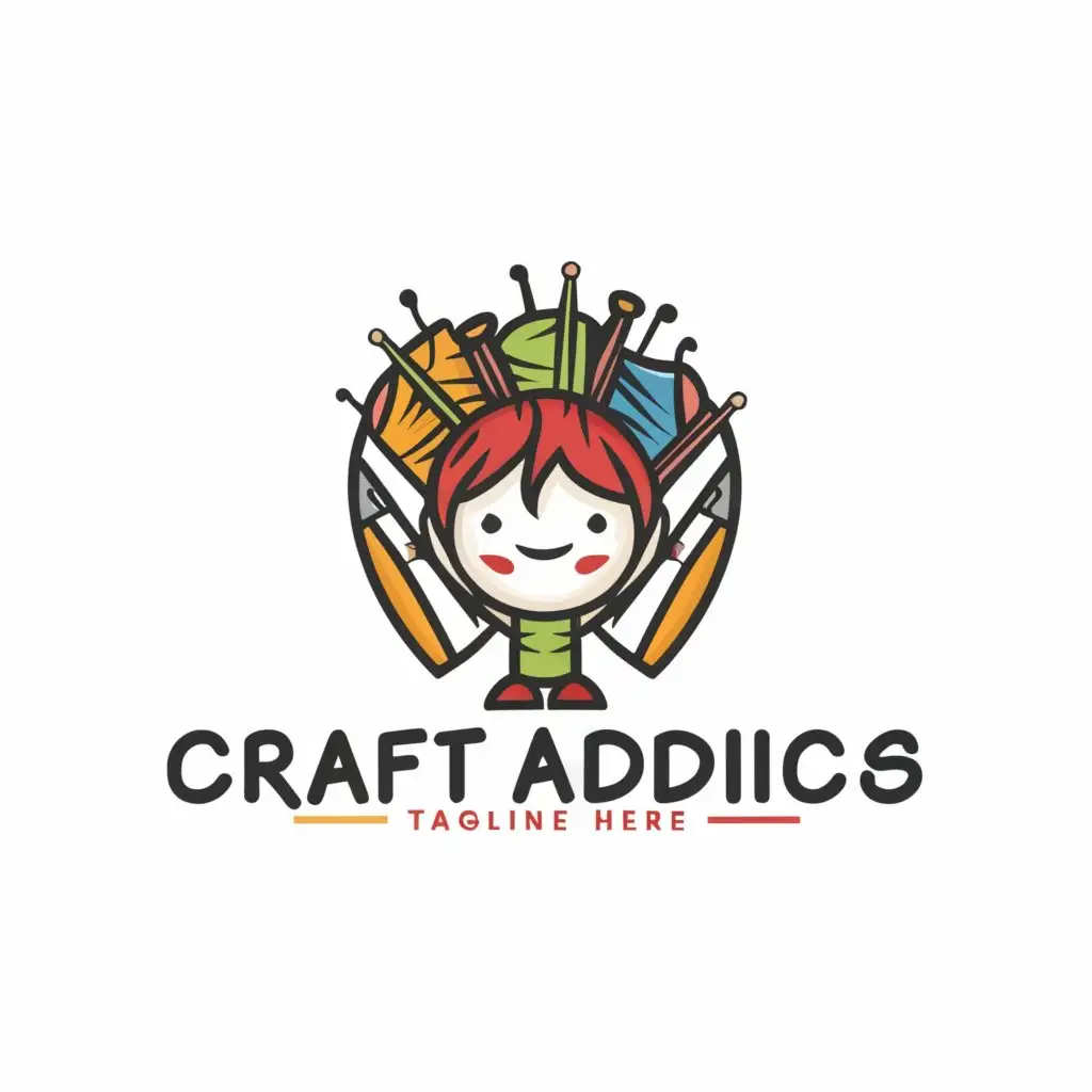a logo design,with the text 'Craft Addicts', main symbol:sewing crafting, laser, crazy person,Moderate,be used in Retail industry,clear background
