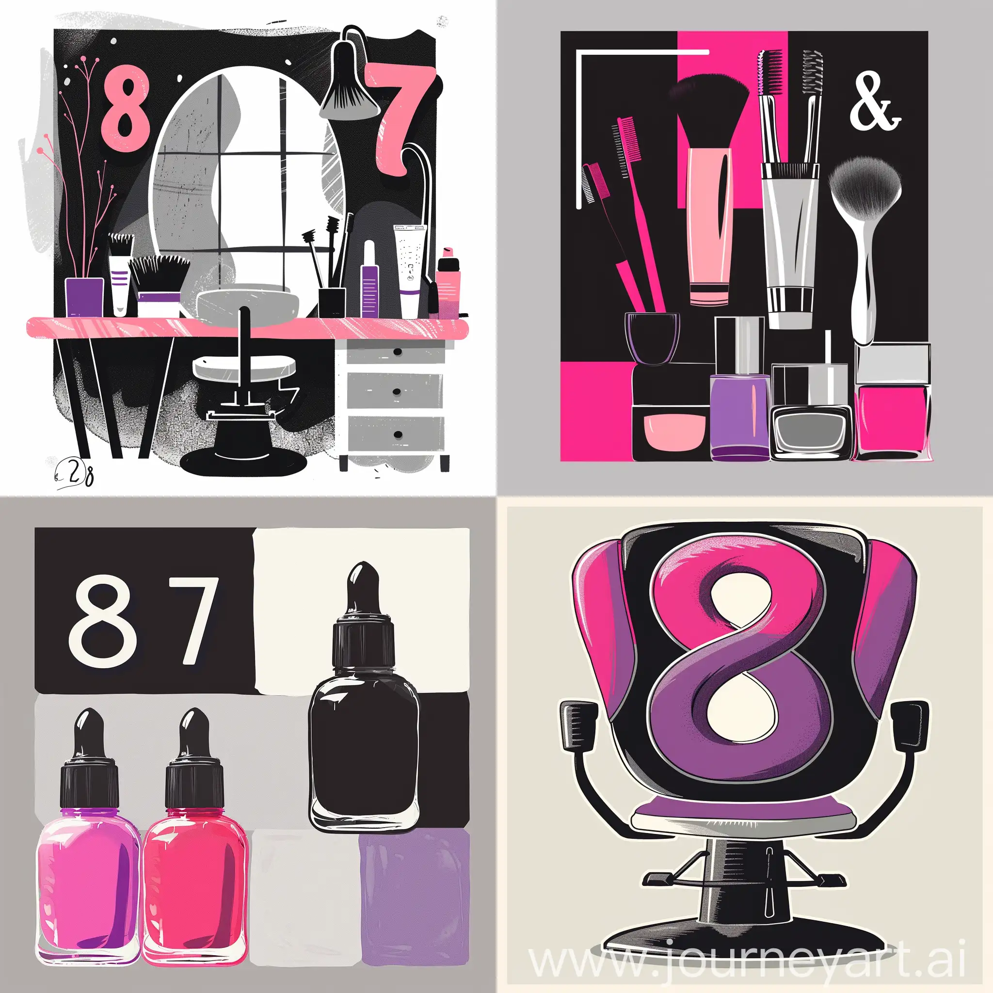 Elegant-March-8th-Beauty-Salon-Celebration-with-Black-Bright-Pink-and-Purple-Tones