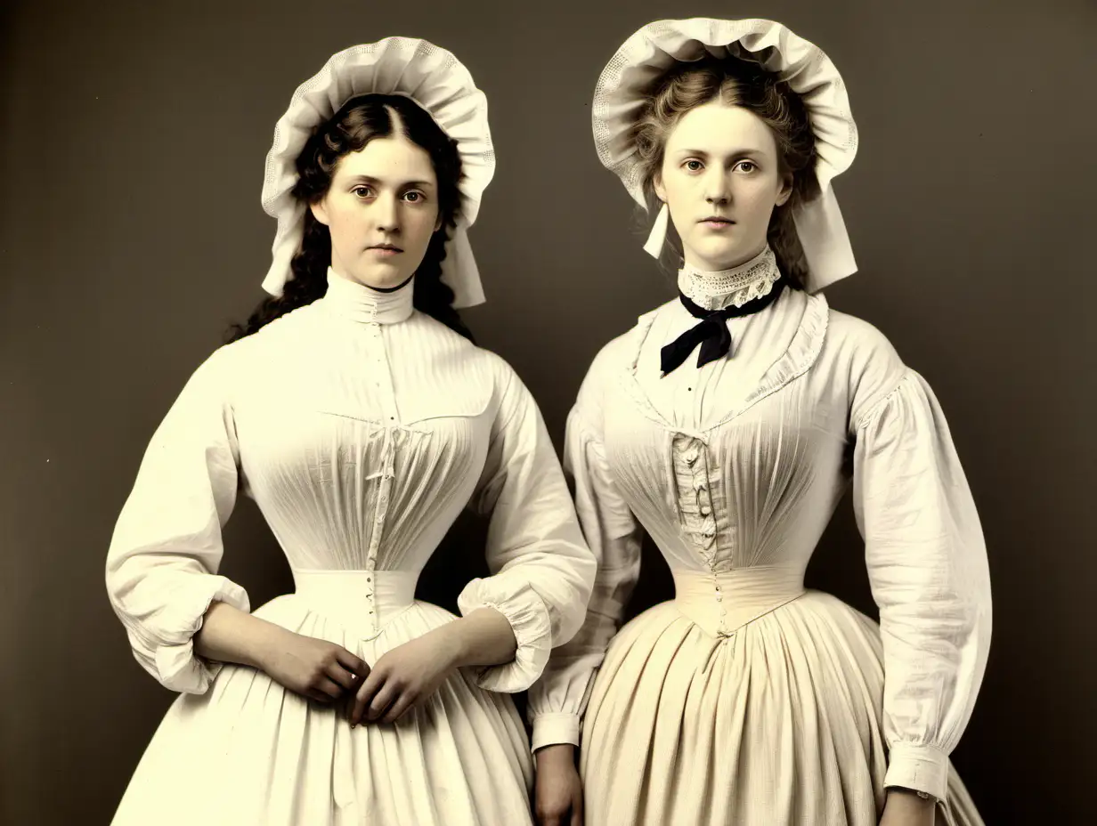 19th Century White Women in Elegant Attire