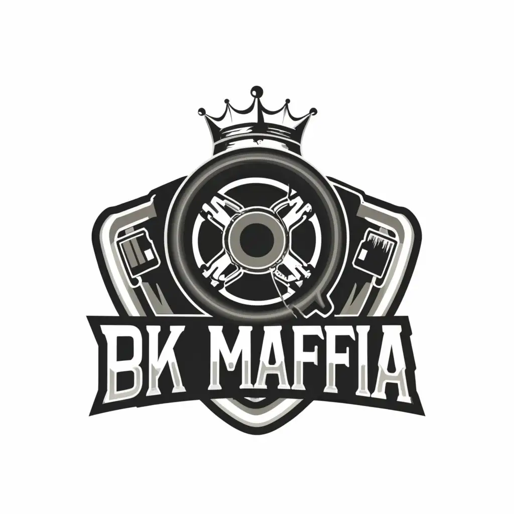 a logo design,with the text "BK MAFIA", main symbol:Cars king,Moderate,be used in Real Estate industry,clear background