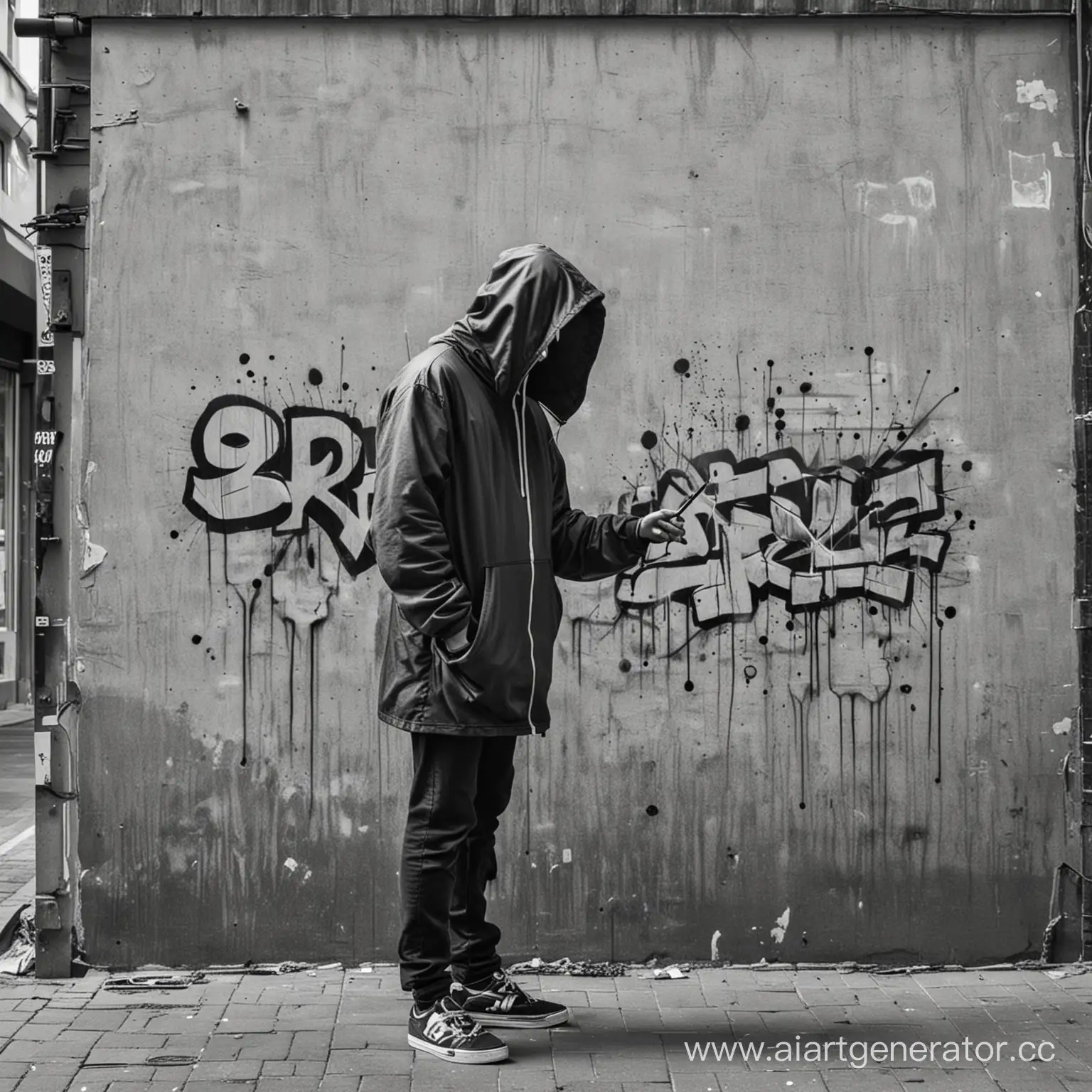 Hooded-Graffiti-Artist-Creating-Urban-Advertisement