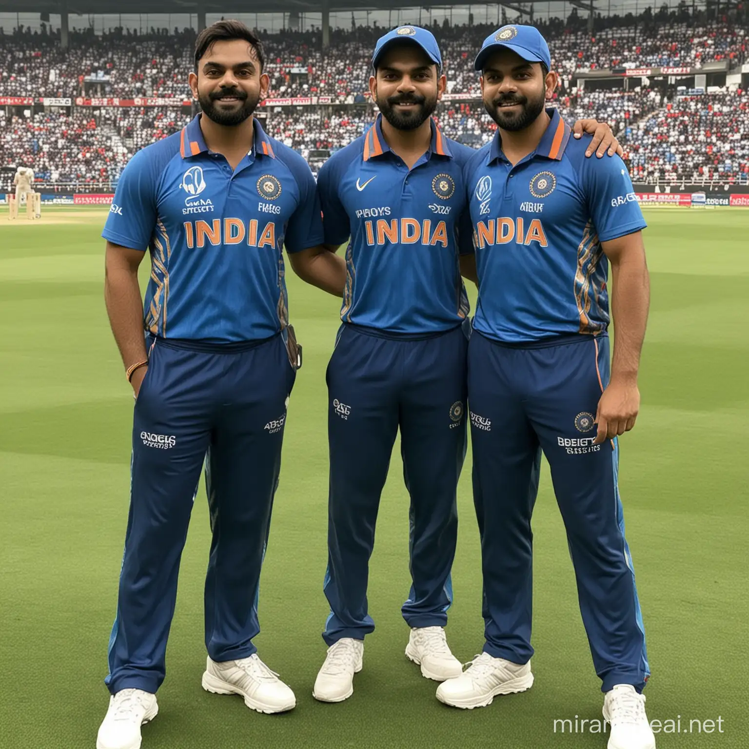 Virat kohli and rohit sharma image stand with together 