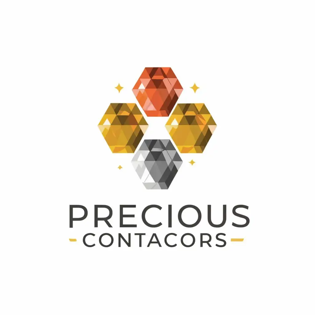a logo design,with the text "precious contractors", main symbol:shining gems,Moderate,be used in Construction industry,clear background