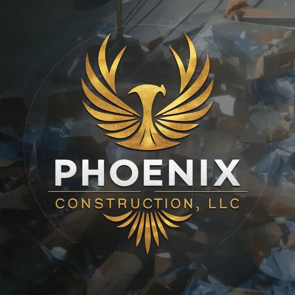 logo, phoenix, with the text "Phoenix Construction, LLC.", typography, be used in Construction industry