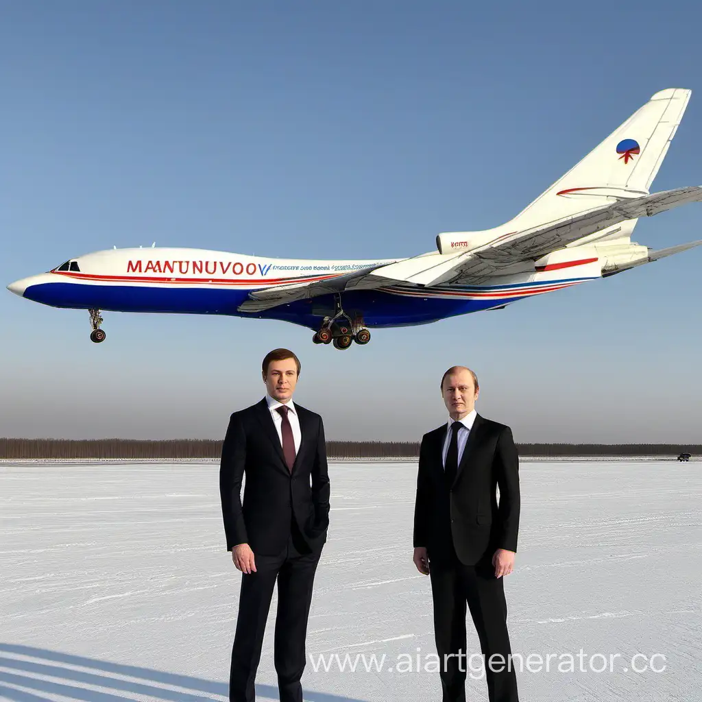 Denis-Manturov-and-Denis-Okan-with-New-Russian-Plane