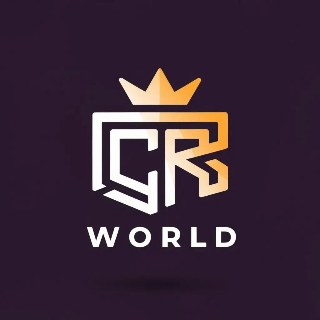 a logo design,with the text "CR WORLD", main symbol:Pc gamer kings ,complex,clear background