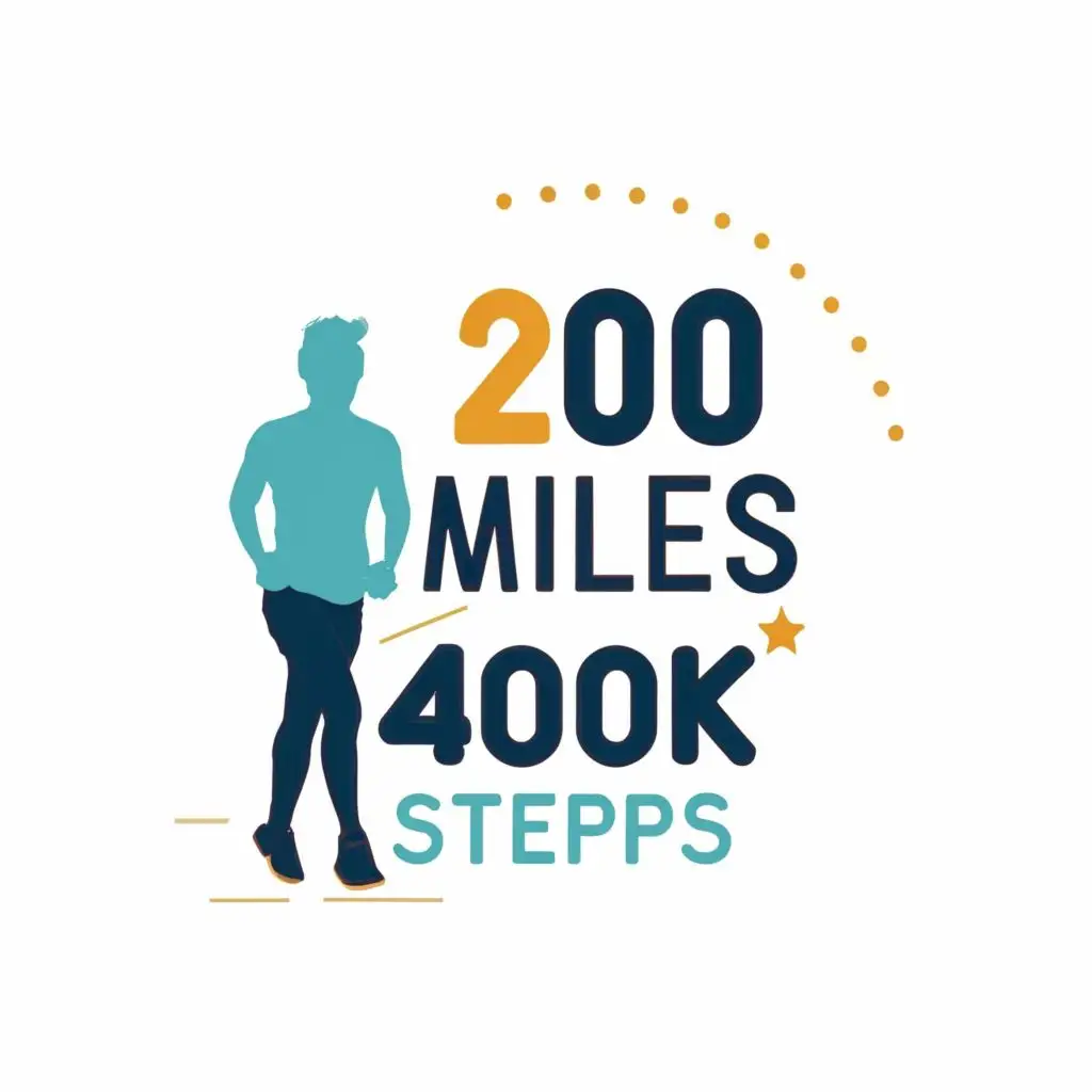 logo, Walking, with the text "200 Miles 400k steps", typography, be used in Technology industry