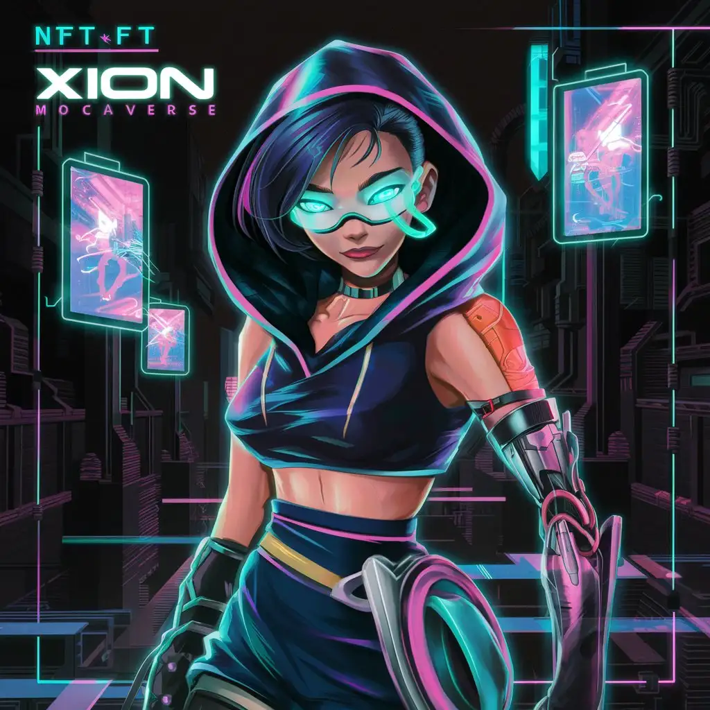 Cyberpunk NFT Art featuring XION Mocaverse Inscriptions