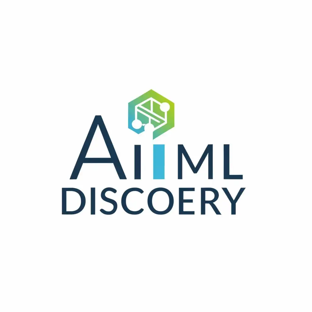 logo, name , with the text "AI ML Discovery", typography