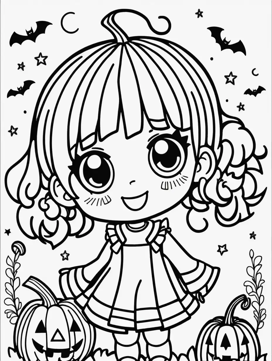 Cheerful Halloween Girl Coloring Page