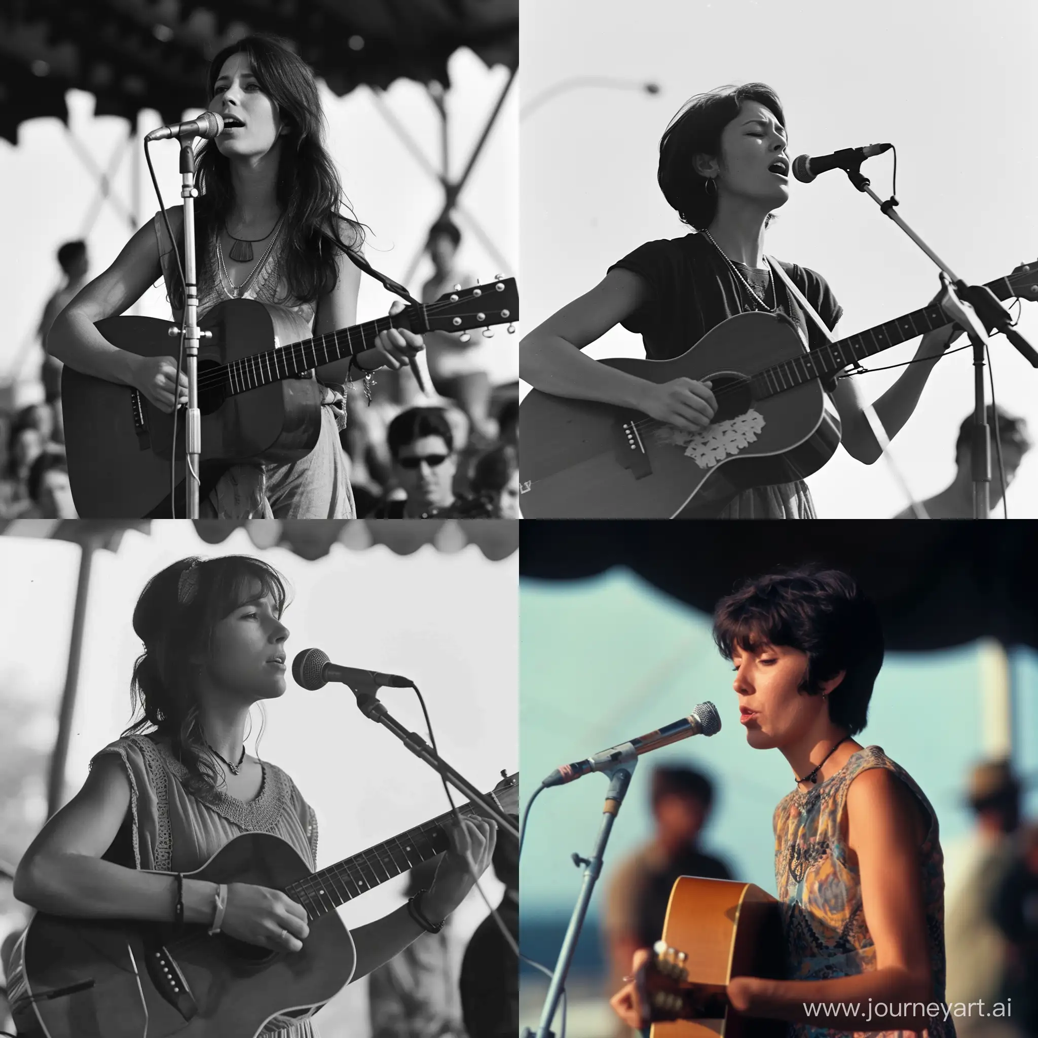 Joan Baez in 1964, performing at Newport festival 