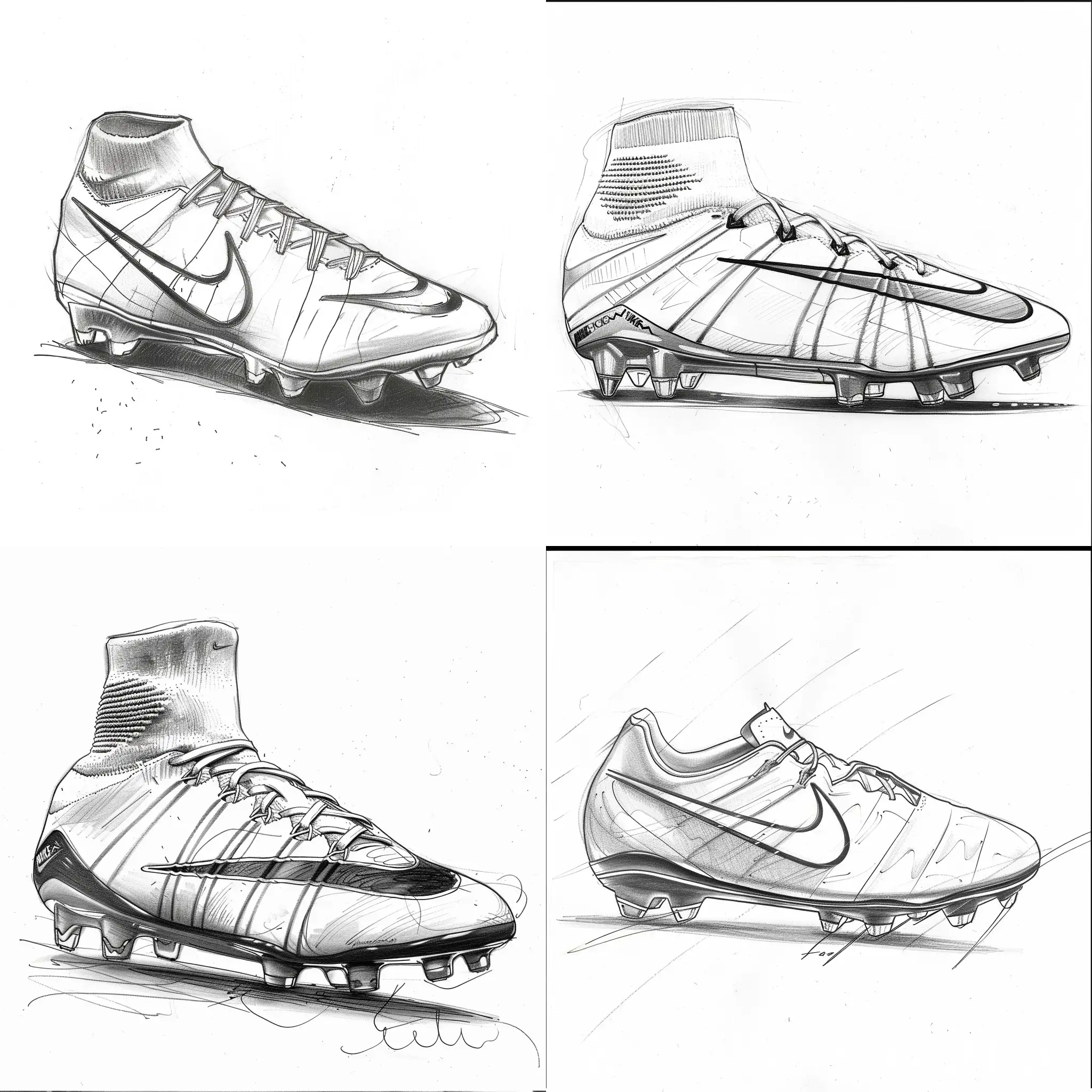 Stylish-Black-and-White-Sketched-Nike-Football-Boots